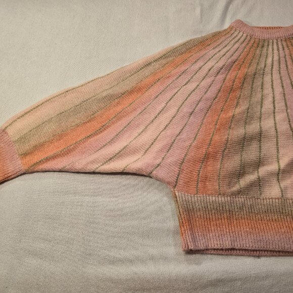 Molly Bracken Med Metallic Orange Gold Pink Sherbet Ombré Batwing Sleeve Sweater - Picture 4 of 15